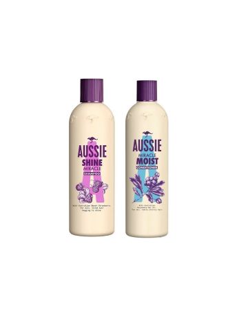 Aussie Miracle Shine Shampoo 300ml & Miracle Moist Conditioner 250ml