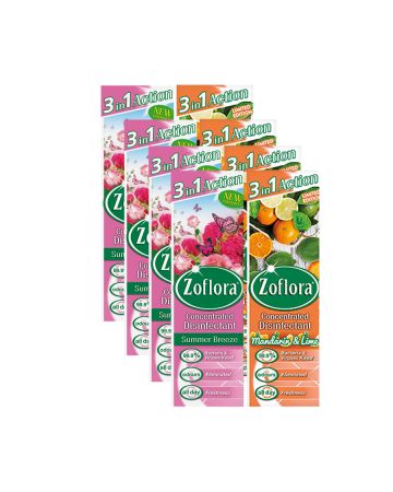 Zoflora Disinfectant Mandarin And Lime & Summer Breeze 250ml - 8 Pack