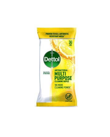 Dettol Antibacterial Multi Purpose Cleaning Wipes Citrus Zest 30s
