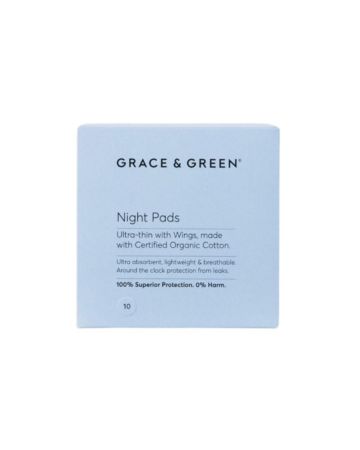 Grace & Green Organic Night Pads With Wings 10's
