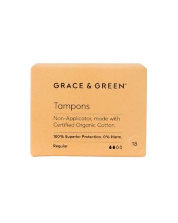 Grace & Green Organic Non-applicator Tampons Regular 18's