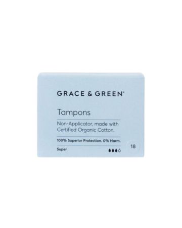 Grace & Green Organic Non-applicator Tampons Super 18's